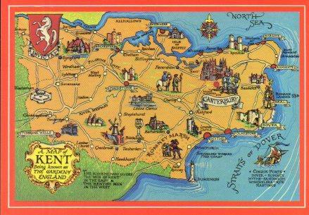 POSTAL PV01136: A map of Kent, England