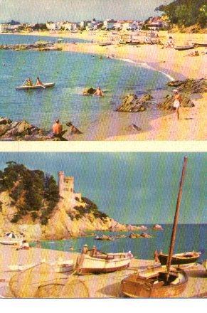 POSTAL PV00953: Vistas Castillo y playa de Lloret de Mar