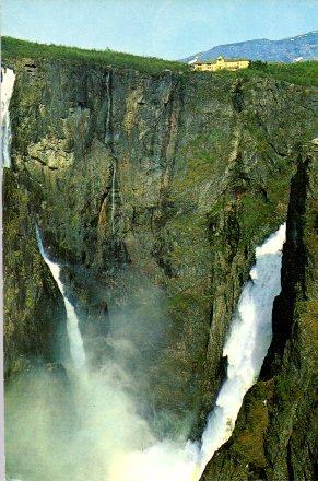 POSTAL PV00949: Fosil Hotel og Voringsfossen en Noruega