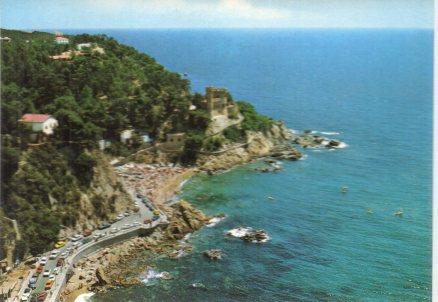 POSTAL PV00575: Vista aerea de Sa Caleta y castillo en Lloret de Mar