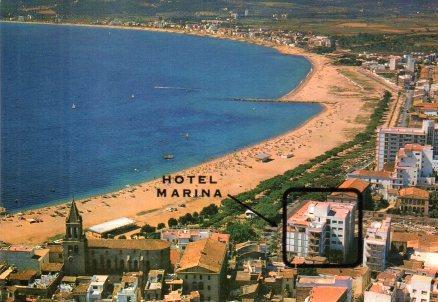 POSTAL PV00497: Vista Hotel Marina en la playa de Palamos