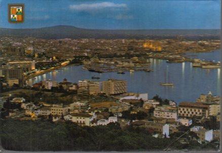 POSTAL PV00687: Vista nocturna de Palma de Mallorca