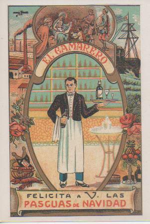Postal E07293:  Las Mas Bellas Tarjetas Postales Siglo XIX y XX. Felicitaciones Antiguas. El Camarero