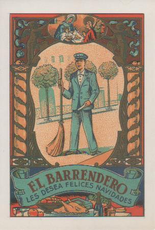 Postal E07305:  Las Mas Bellas Tarjetas Postales Siglo XIX y XX. Felicitaciones Antiguas. El Barrendero