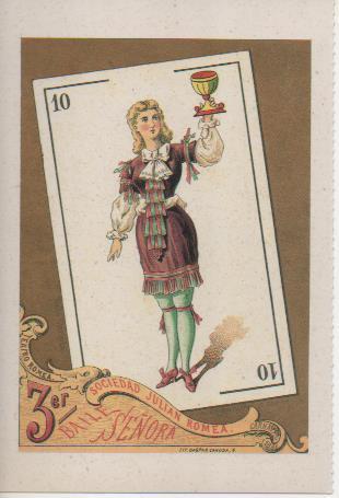 Postal E07330:  Las Mas Bellas Tarjetas Postales Siglo XIX y XX. Sociedad Julián Romea 10 de Copas