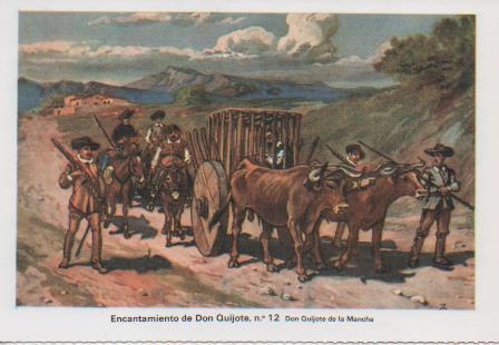 Postal E07490:  Las Mas Bellas Tarjetas Postales Siglo XIX y XX. Don Quijote de la Mancha, nº 12 Encantamiento de Don Quijote