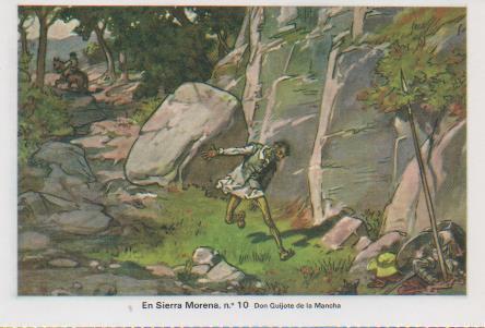 Postal E07489:  Las Mas Bellas Tarjetas Postales Siglo XIX y XX. Don Quijote de la Mancha, nº 10 En Sierra Morena