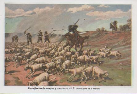 Postal E07487:  Las Mas Bellas Tarjetas Postales Siglo XIX y XX. Don quijote de la Mancha, nº 8 Un ejército de ovejas y carneros