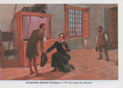 Postal E07478:  Las Mas Bellas Tarjetas Postales Siglo XIX y XX. Don Quijote de la Mancha, nº 13 El bachiller Sansón Carrasco