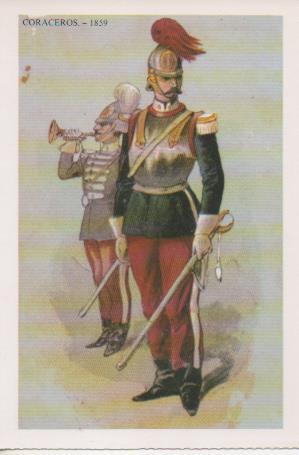 Postal E07515:  Las Mas Bellas Tarjetas Postales Siglo XIX y XX. Uniformes Militares, Coraceros 1859