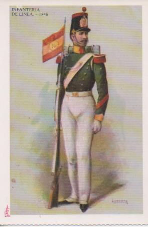 Postal E07510:  Las Mas Bellas Tarjetas Postales Siglo XIX y XX. Uniformes Militares, Infanteria de Linea 1846