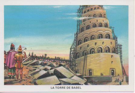 Postal E07419:  Las Mas Bellas Tarjetas Postales Siglo XIX y XX. La Sagrada Biblia. La Torre de Babel