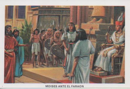 Postal E07412:  Las Mas Bellas Tarjetas Postales Siglo XIX y XX. La Sagrada Biblia. Moises ante el Faraón