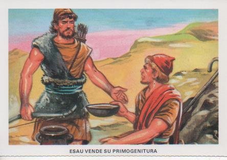Postal E07411:  Las Mas Bellas Tarjetas Postales Siglo XIX y XX. La Sagrada Biblia Esaú vende su primogenitura