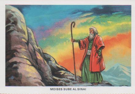Postal E07408:  Las Mas Bellas Tarjetas Postales Siglo XIX y XX. La Sagrada Biblia. Moises Sube al Sinaí
