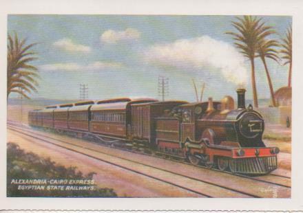 Postal E07255:  Las Mas Bellas Tarjetas Postales Siglo XIX y XX, Alexandria-Cairo Express. Egyptian State Railways