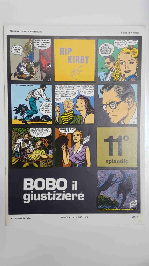 Rip Kirby episodio 11: Bobo il giustiziere. Collana Grandi Avventure. Strisce giornaliere dal 23-5-1949 al 3-9-1949