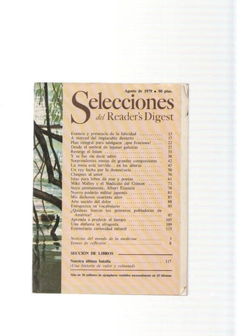 Selecciones del Reader s Digest. agosto 1979: Esencia y presencia de la felicidad-