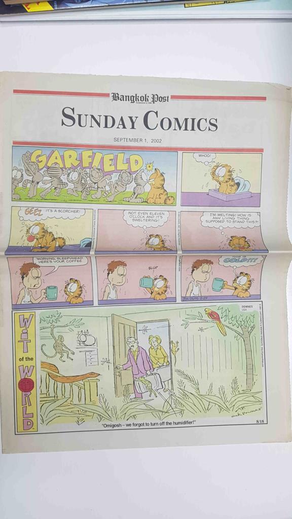 Sunday Comics september 1, 2002. Bangkok Post - Garfield, Beetle Bailey, Animal Crackers