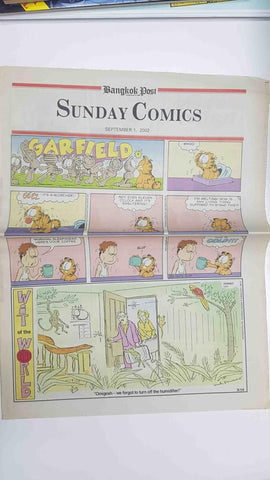 Sunday Comics september 1, 2002. Bangkok Post - Garfield, Beetle Bailey, Animal Crackers