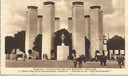 POSTAL A2660: Place de la Concorde de la Exposicion Internacional de Artes Decorativas Paris 