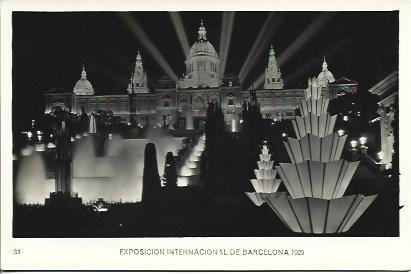 POSTAL A2628: Palacio Nacional de Barcelona. Vista nocturna