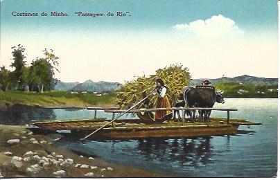 POSTAL A2744: Traslado en el rio Miño