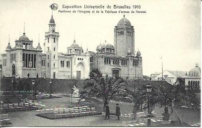 POSTAL A2690: Pabellones de Uruguay y Herstal. Bruselas