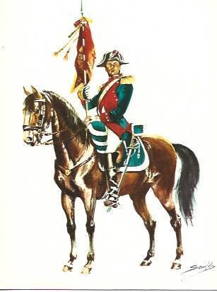POSTAL A2477: Oficial Portaestandarte del Regimiento Santiago de Caballeria