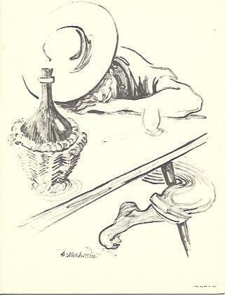 POSTAL A2463: Dibujo hombre en cantina