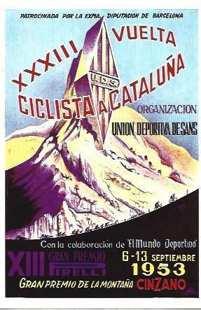 POSTAL A2416: Vuelta a Catalunya. Premio Montaña Cinzano 1953