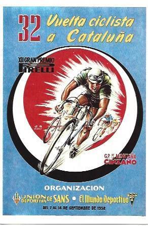 POSTAL A2415: Premio Cinzano Vuelta a Cataluña 1952