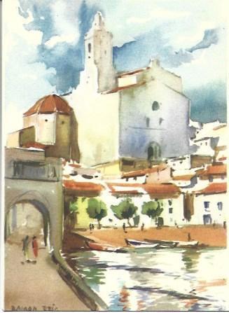 POSTAL A2543: Iglesia de Cadaques, por Ramon Reig