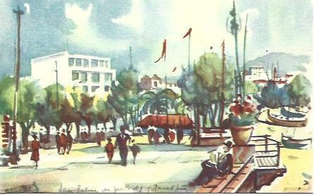 POSTAL A2576: Paseo del Mar de Sant Feliu de Guixols, por Ramon Reig