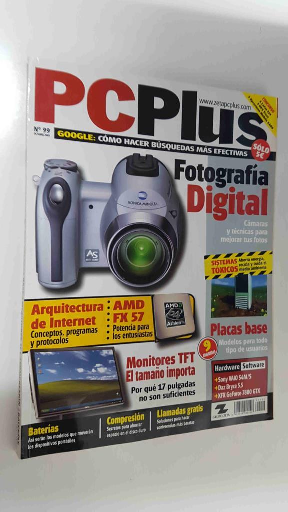 Revista PC Plus nº 99, oct 2005. NO INCLUYE CD-ROM. Fotografía digital cámaras y técnicas para mejorar tus fotos