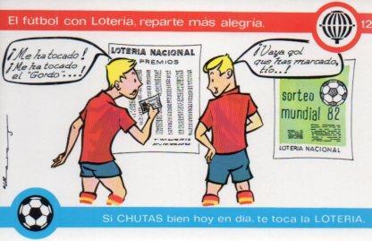 POSTAL PV02186: Loteria Nacional. La Loteria y el futbol, E. Lara serie Q num. 12/12