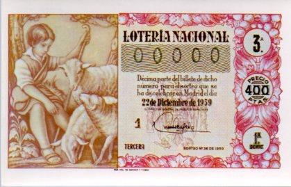 POSTAL PV02221: Loteria Nacional. Decimos Sorteo de Navidad, Serie N num. 5/12
