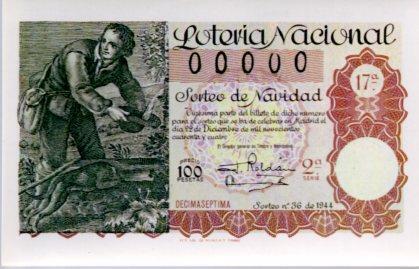 POSTAL PV02218: Loteria Nacional. Decimos Sorteo de Navidad, Serie N num. 2/12