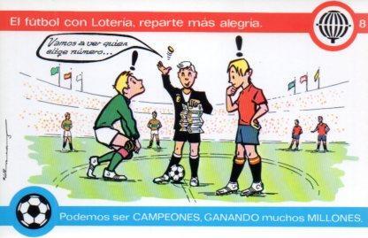 POSTAL PV02190: Loteria Nacional. La Loteria y el futbol, E. Lara serie Q num. 8/12