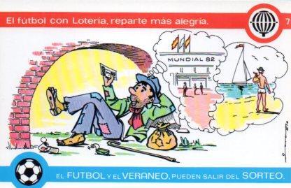 POSTAL PV02191: Loteria Nacional. La Loteria y el futbol, E. Lara serie Q num. 7/12