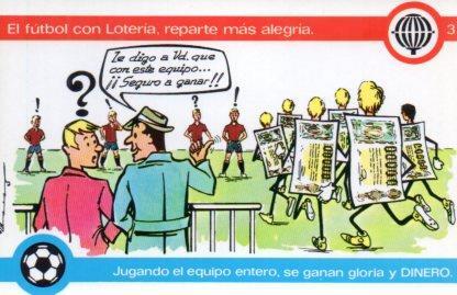 POSTAL PV02195: Loteria Nacional. La Loteria y el futbol, E. Lara serie Q num. 3/12