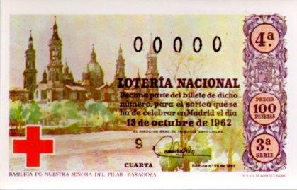 POSTAL PV02205: Loteria Nacional. Decimos Sorteo Cruz Roja Serie M num. 8/12