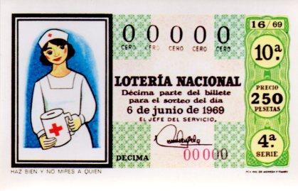 POSTAL PV02206: Loteria Nacional. Decimos Sorteo Cruz Roja Serie M num. 9/12