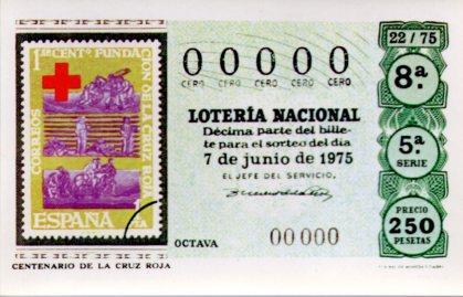 POSTAL PV02207: Loteria Nacional. Decimos Sorteo Cruz Roja Serie M num. 10/12