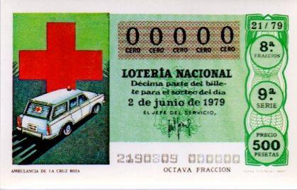 POSTAL PV02209: Loteria Nacional. Decimos Sorteo Cruz Roja Serie M num. 12/12