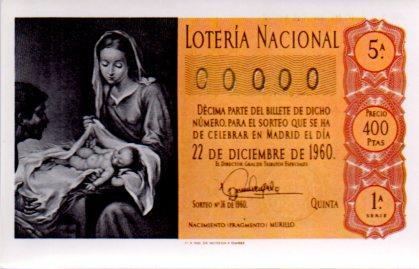 POSTAL PV02210: Loteria Nacional. Decimos Sorteo de Navidad, Serie N num. 6/12