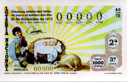 POSTAL PV02213: Loteria Nacional. Decimos Sorteo de Navidad, Serie N num. 9/12