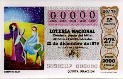 POSTAL PV02215: Loteria Nacional. Decimos Sorteo de Navidad, Serie N num. 11/12