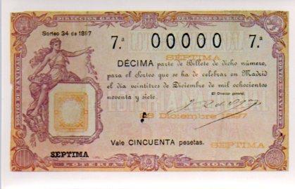 POSTAL PV02217: Loteria Nacional. Decimos Sorteo de Navidad, Serie N num. 1/12
