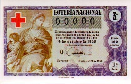 POSTAL PV02204: Loteria Nacional. Decimos Sorteo Cruz Roja Serie M num. 7/12